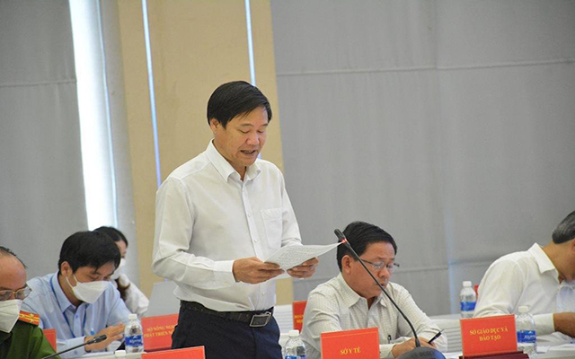 Ông Nguyễn Hồng Chương - Giám đốc Sở Y tế thông tin tình hình hoạt động tháng 7 tại họp báo