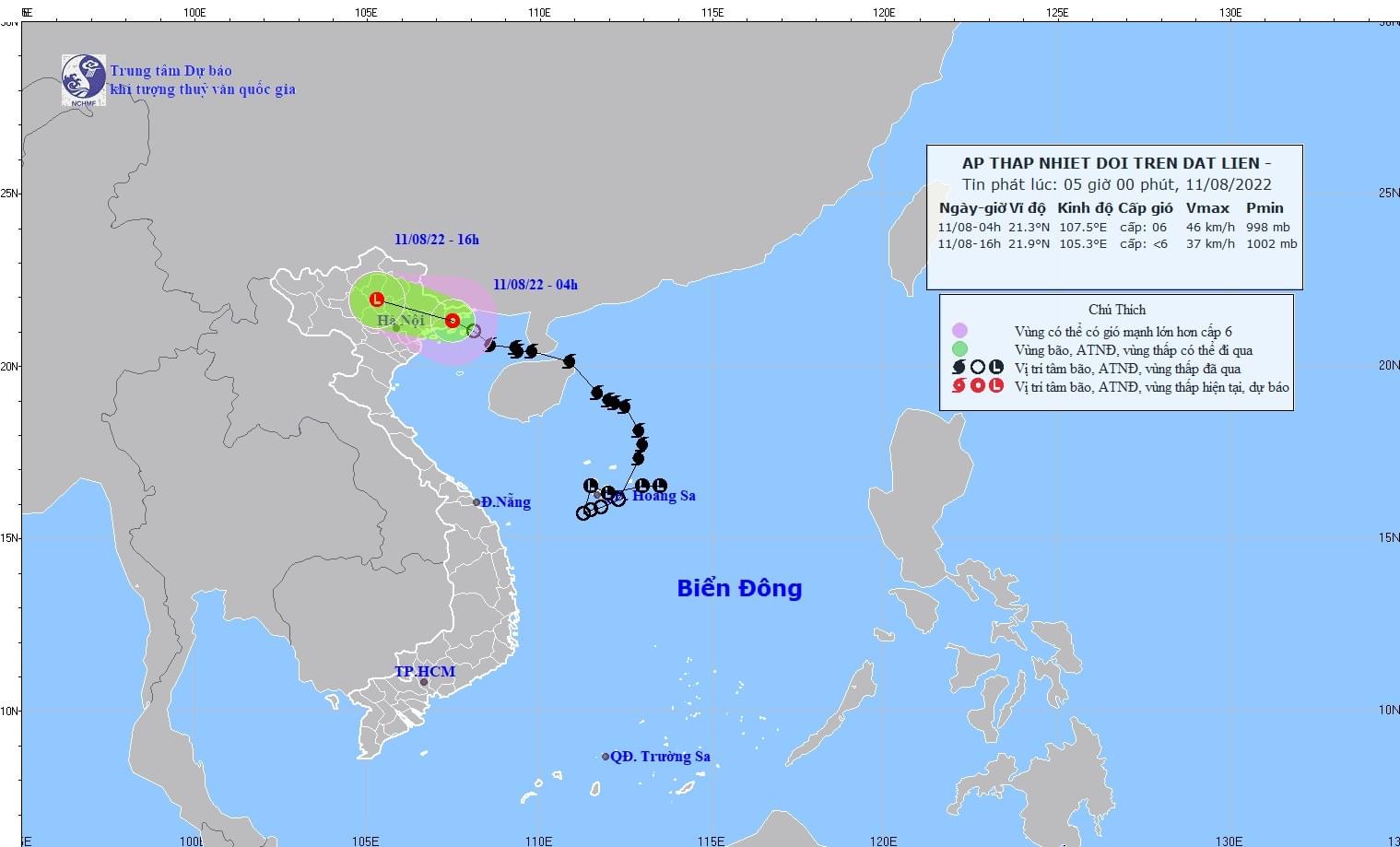 Sáng nay áp thấp nhiệt đới đang ở Quảng Ninh, Hải Phòng, nguy cơ về gió mạnh trên đất liền giảm hẳn