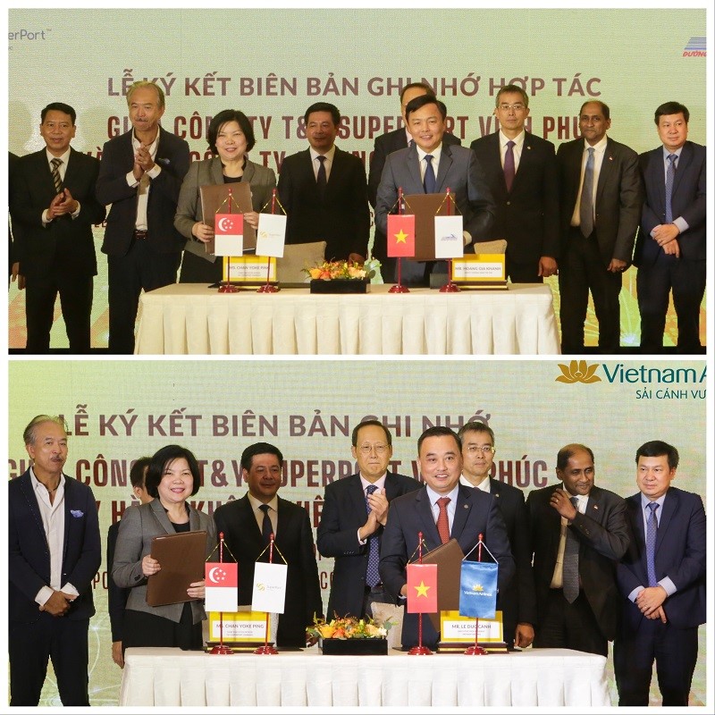 T&Y SuperPort Vinh Phuc Company's representative signed a memorandum of understanding in collaboration with Vietnam Airlines and Vietnam Railways Corporation.