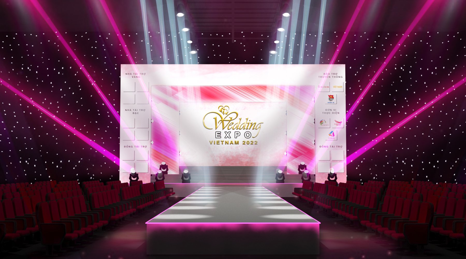Sân khấu chương trình giao lưu văn hóa – thời trang của hoa hậu, á hậu, người mẫu, MC
