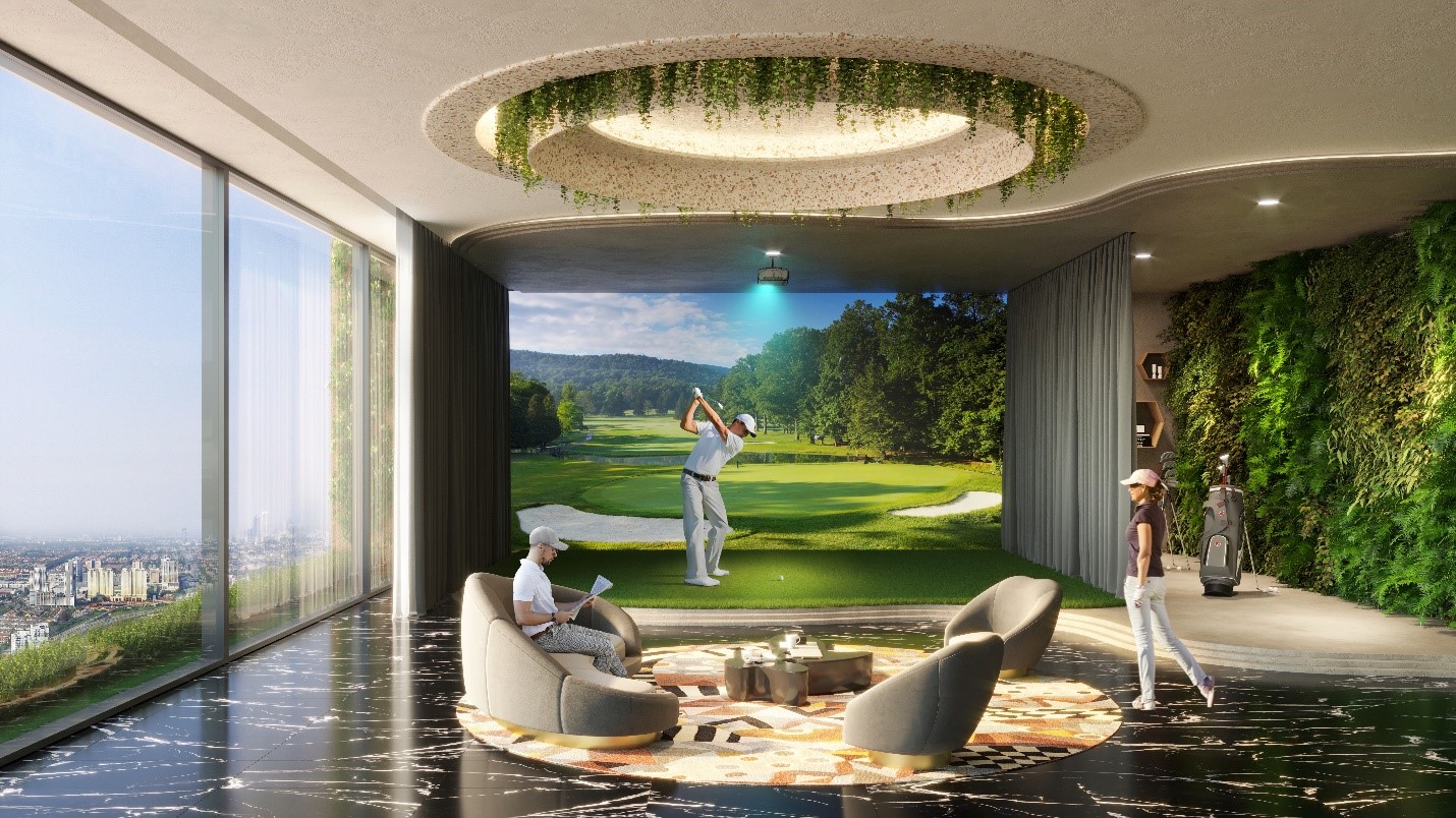 Photo 7: The 3D golf gym is a breakthrough for the community space to serve the needs of elite training and entertainment. With this aristocratic sport, homeowners can proudly invite friends or partners to exchange and relax.