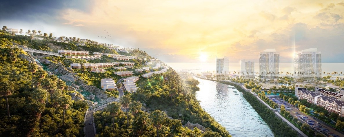 The existence of the first group of luxury homes at MerryLand Quy Nhon on a beautiful landscape.