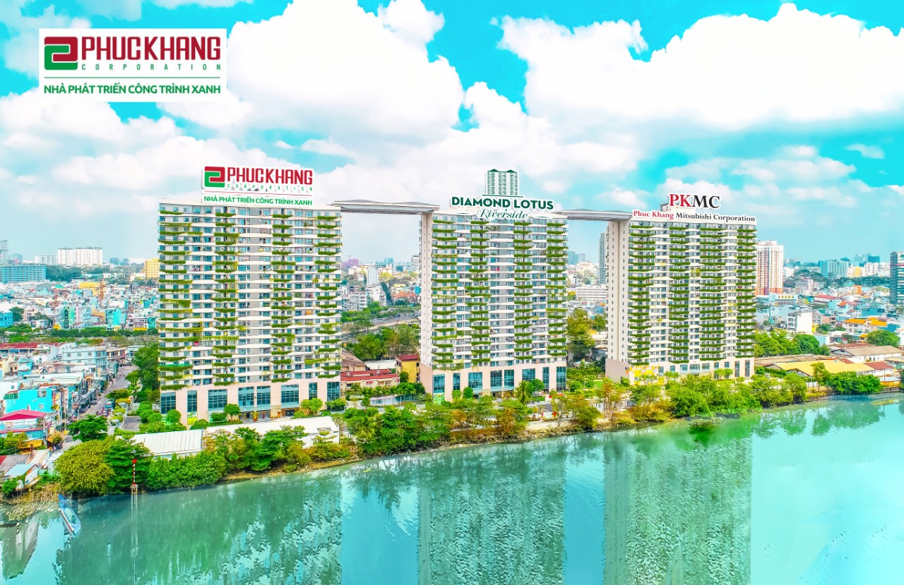 Photo: Diamond Lotus Riverside luxury apartment building Top 5 best smart green building projects in 2021 has been awarded Lotus Provisional Certification by Vietnam CTX Council (VGBC).