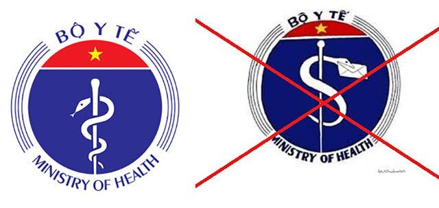 Ảnh minh họaLogo bộ Y tế, và logo bị cải sửa hình ảnh thành 