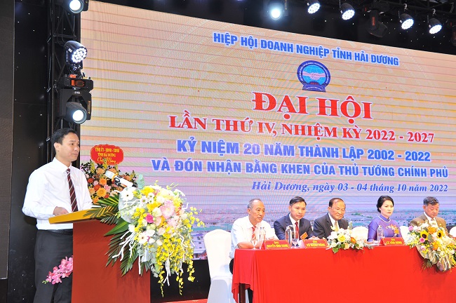Ông Triệu Thế Hùng - Chủ tịch UBND tỉnh phát biểu ý kiến tại Đại hội