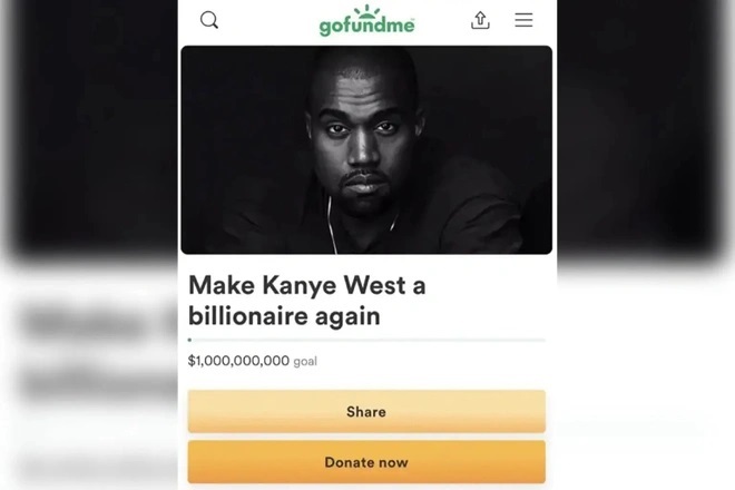 Fan kêu gọi quyên góp 1 tỷ USD cho Kanye West, tuy nhiên con số thực chỉ 5 USD