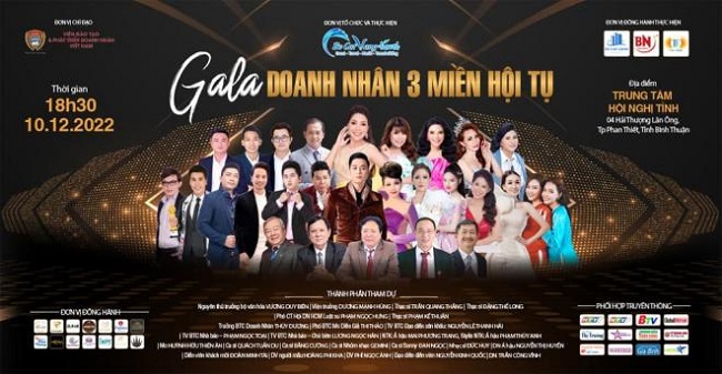 Poster chính thức của chương trình Gala Doanh nhân 3 miền hội tụ.
