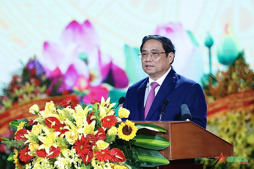 Thủ tướng Phạm Minh Chính đọc diễn văn khai mạc tại buổi lễ kỷ niệm