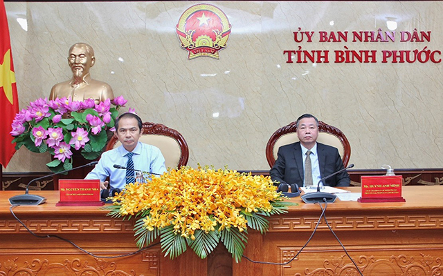 Các đại biểu dự hội nghị tại đầu cầu tỉnh Bình Phước