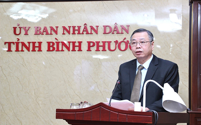 Ông Huỳnh Anh Minh, Phó Chủ tịch UBND tỉnh Bình Phước phát biểu tại hội nghị