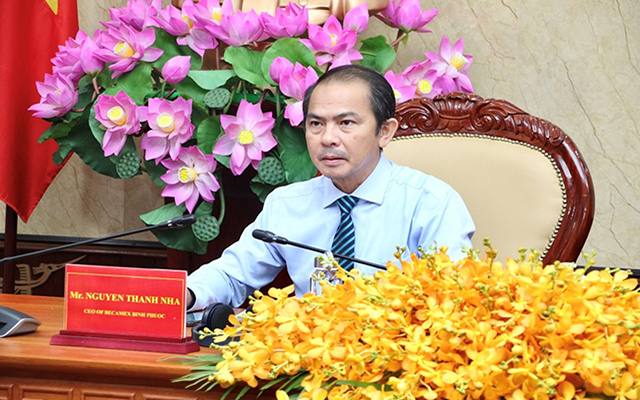 Ông Nguyễn Thanh Nhã – Tổng Giám đốc Công ty CP Phát triển hạ tầng kỹ thuật Becamex – Bình Phước tại hội nghị
