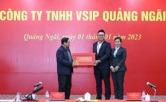 Thủ tướng ghi nhận, biểu dương những kết quả hoạt động của VSIP Quảng Ngãi với có ý nghĩa quan trọng về kinh tế - xã hội