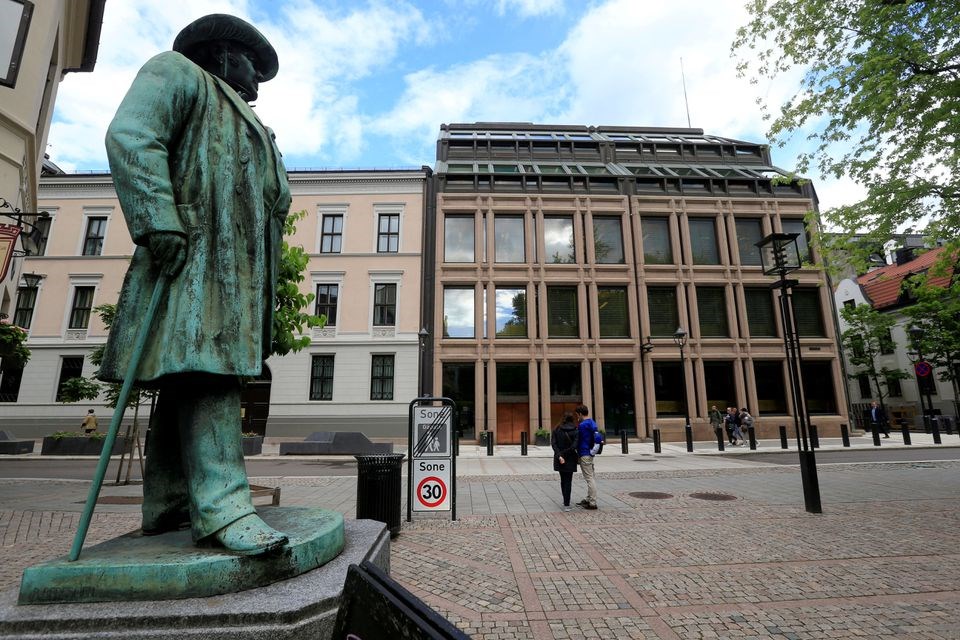 Một cái nhìn tổng thể về Ngân hàng trung ương Na Uy, nơi đặt trụ sở của Quỹ đầu tư quốc gia của Na Uy, ở thủ đô Oslo ngày 6.3.2018