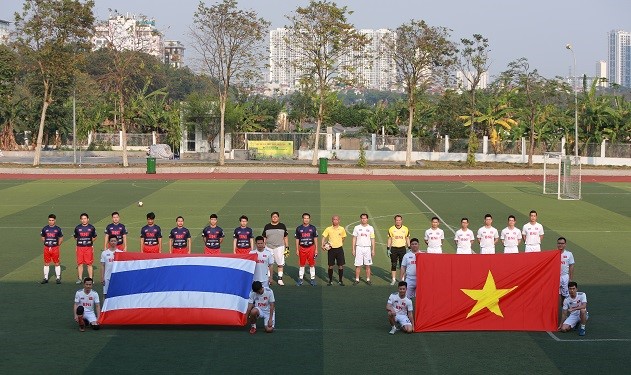 Flag raising ceremony before opening time.