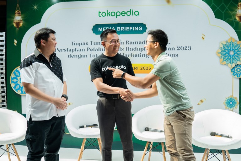 Sự kiện của Tokopedia chuẩn bị cho các doanh nghiệp đối mặt với tháng Ramadan 2023 với Tokopedia Marketing Solutions tại Jakarta, vào ngày 23 tháng 2.