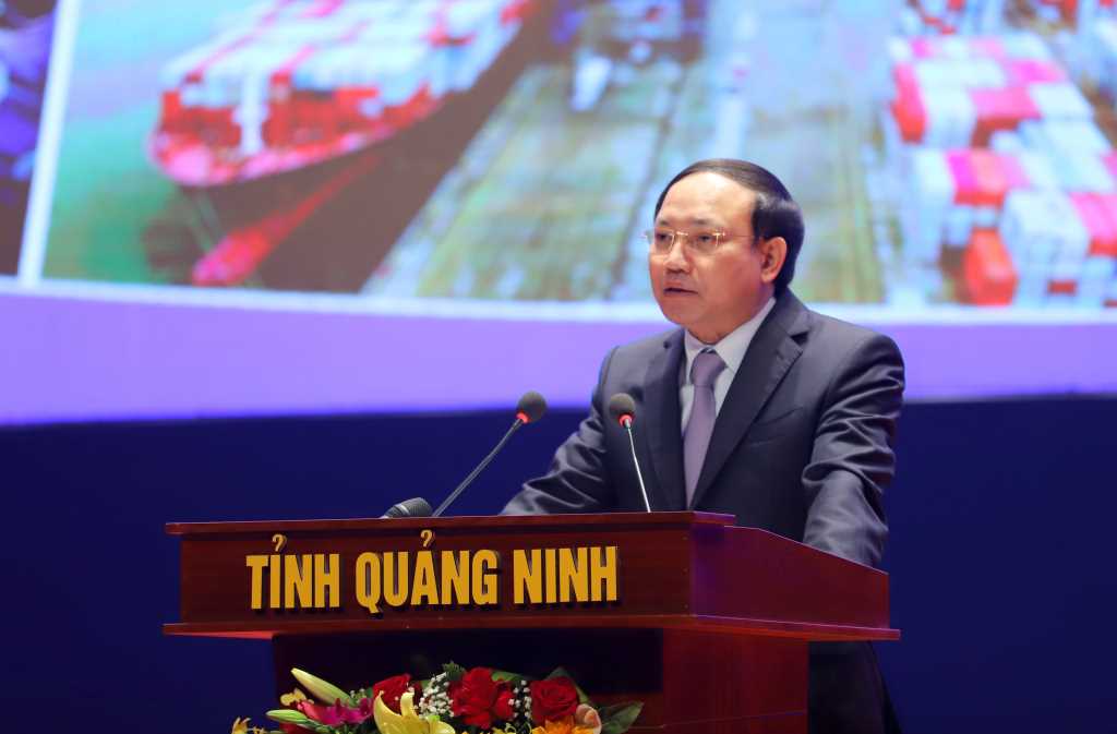 Bí thư tỉnh ủy Quảng Ninh Nguyễn Xuân Ký phát biểu tại hội nghị.