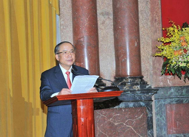 Ông Nguyễn Văn Thân – Chủ tịch Hiệp hội DNNVV Việt Nam phát biểu ý kiến tại buổi gặp mặt.