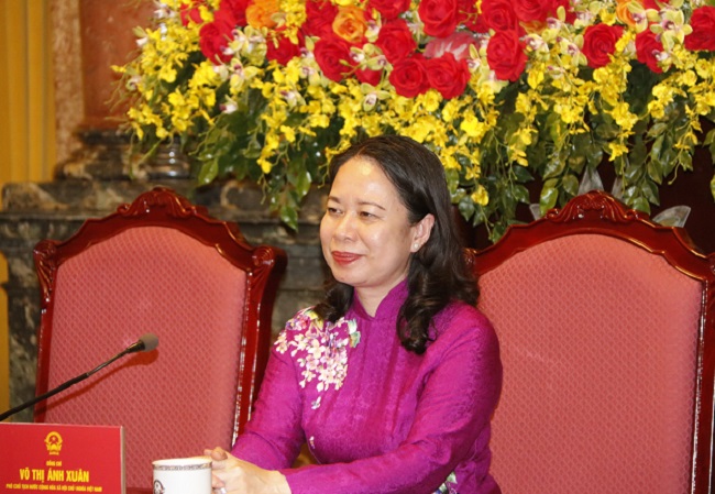 Phó Chủ tịch nước Võ Thị Ánh Xuân tại buổi gặp mặt.