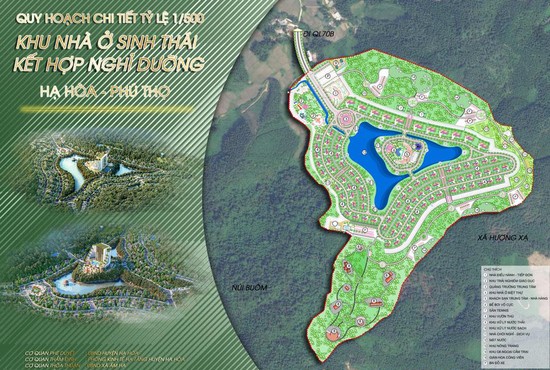 Sơ đồ quy hoạch chi tiết 1/500 của dự án khu nhà ở sinh thái kết hợp nghỉ dưỡng tại xã Ấm Hạ, huyện Hạ Hoà