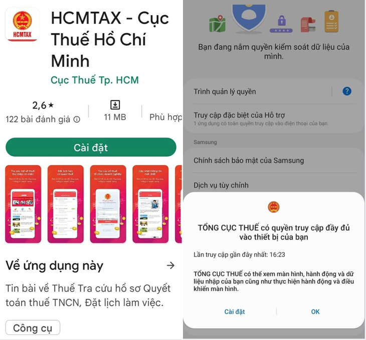 Ngày 9/4, Cục Thuế TP Hồ Chí Minh đưa ra cảnh báo về hiện tưởng mạo danh công chức cơ quan thuế hướng dẫn và cung cấp đường dẫn cài đặt ứng dụng giả mạo nhằm mục đích lừa đảo.