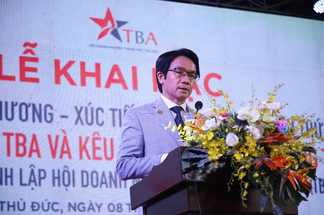 Ông Trần Việt Anh - Chủ Tịch Hội doanh nghiệp TP. Thủ Đức phát biểu khai mạc