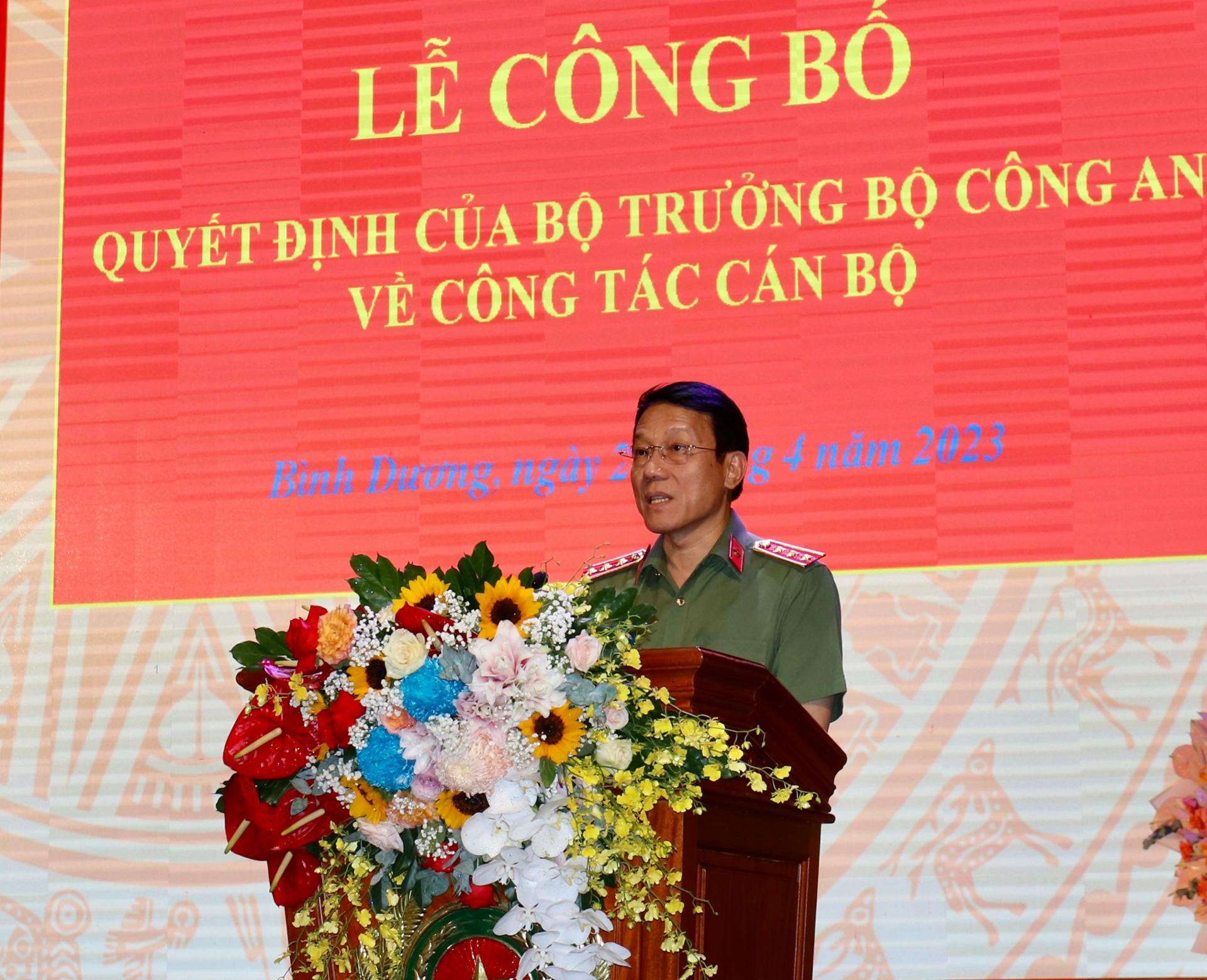Thứ trưởng Bộ Công an Lương Tam Quang phát biểu tại buổi lễ