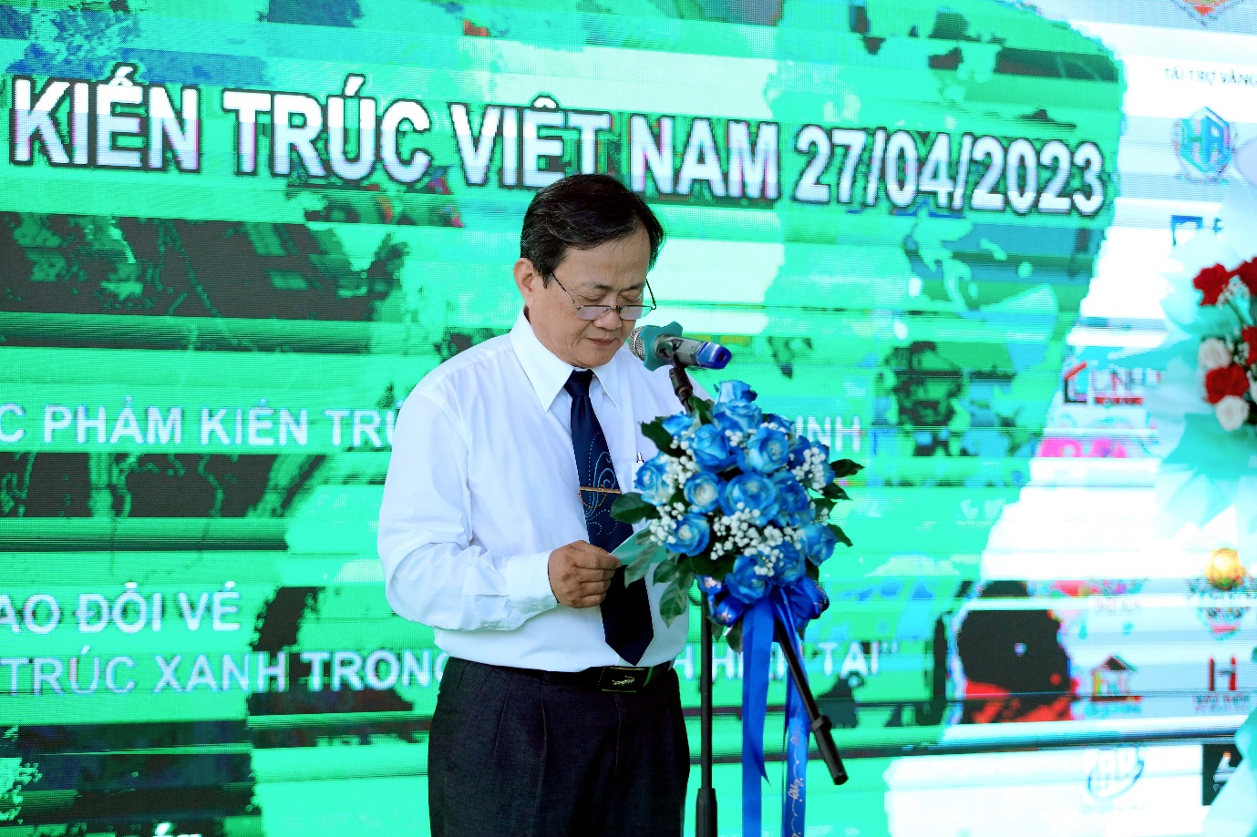 Ông Đào Quý Tiêu-Chủ tịch Hội KTS Bình Định phát biểu tại buổi lễ