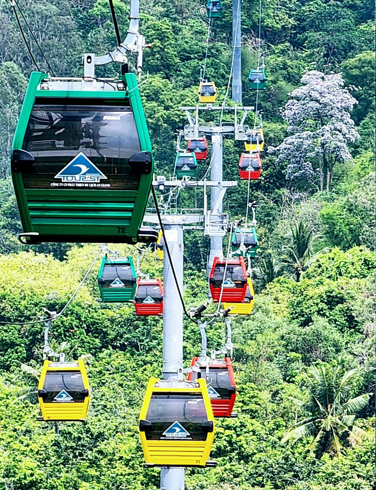 Visitors like to take the cable car to see the majestic Cam Mountain with their own eyes.