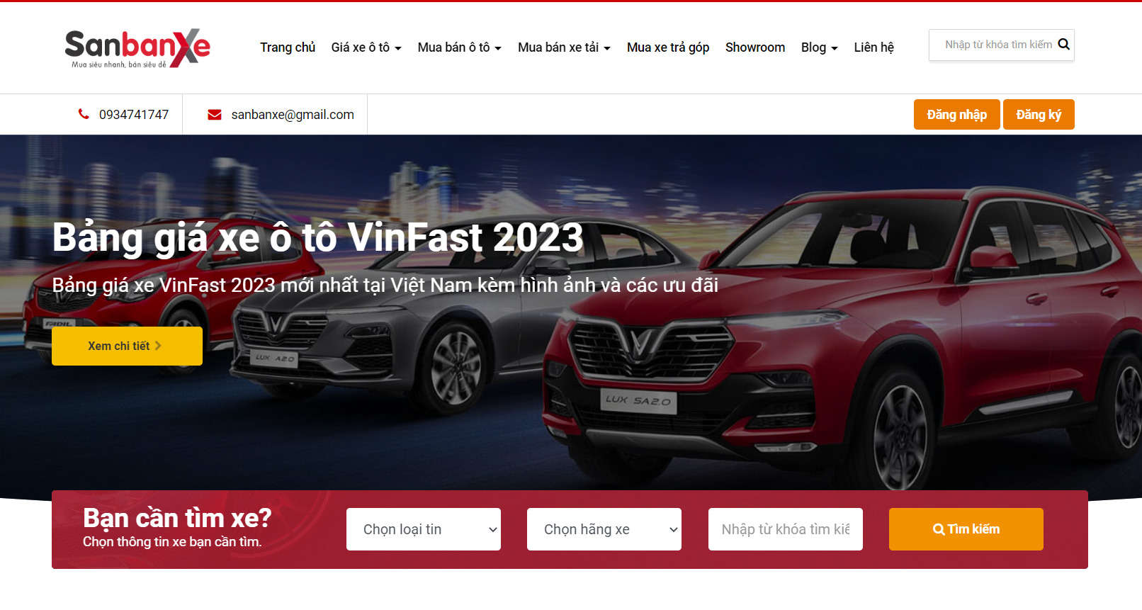 sanbanxe.vn là website rao bán ô tô và cập nhật giá cả nhanh chóng