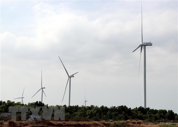 Nhà máy điện gió số 6 ở Sóc Trăng hoàn thành đi vào hoạt động ngày 8-4. Ảnh: Trung Hiếu/TTXVN