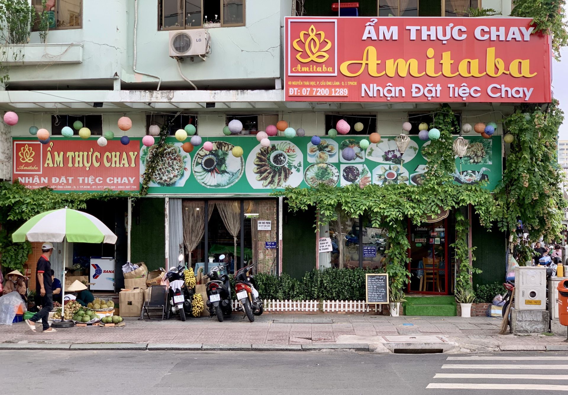 Amitaba Vegan Restaurant is located at 40 Nguyen Thai Hoc, District 1, Ho Chi Minh City.
