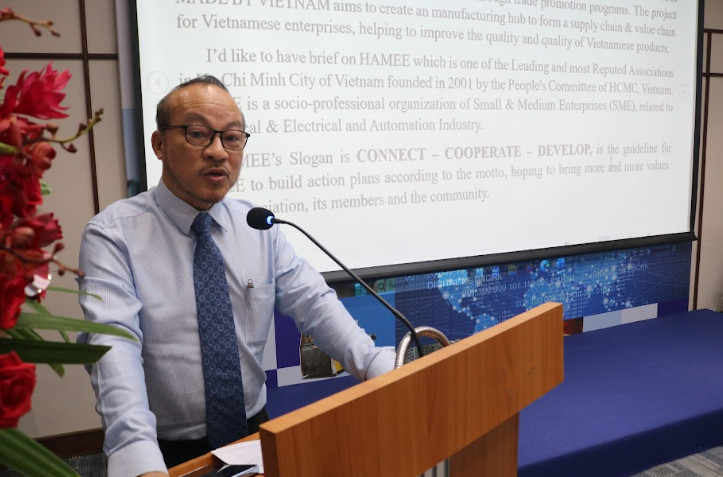 Ông Diệp Bảo Cánh, Phó Chủ Tịch, Tổng thư ký Hội DN Cơ khí Điện TP.HCM phát biểu