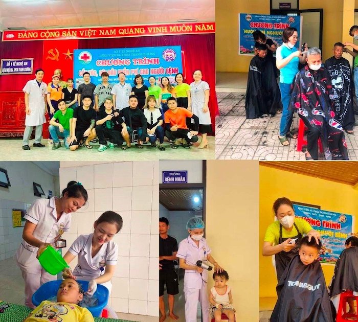 Bệnh viện đa khoa huyện Thanh Chương phối hợp cùng CLB Anh em tóc, Spa Hoài Sen tổ chức chương trình cắt tóc, gội đầu miễn phí cho bệnh nhân với chủ đề “Đồng hành cùng người bệnh – Trao yêu thương, nhận nụ cười”
