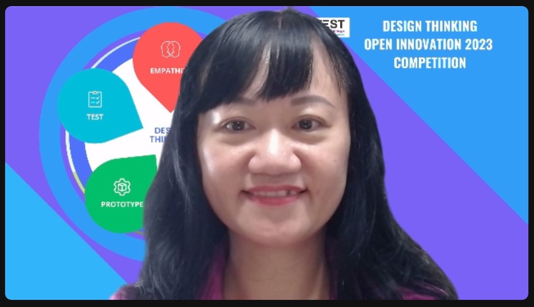Bà Dương Tường Nhi - CEO Công ty Happy Lifestyle - Trưởng Làng Tư duy thiết kế ĐMST - Techfest Vietnam, Trưởng Ban tổ chức (BTC) Cuộc thi đã giới thiệu các dự án và những hoạt động năm 2023 của Làng này.