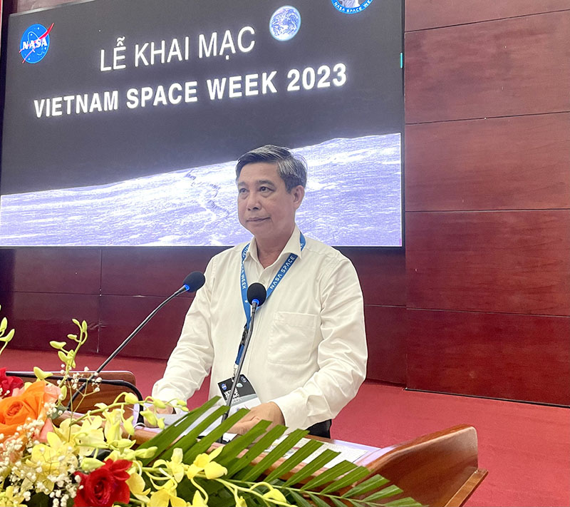 Chủ tịch UBND tỉnh Hậu Giang Đồng Văn Thanh phát biểu khai mạc Tuần lễ NASA Việt Nam 2023