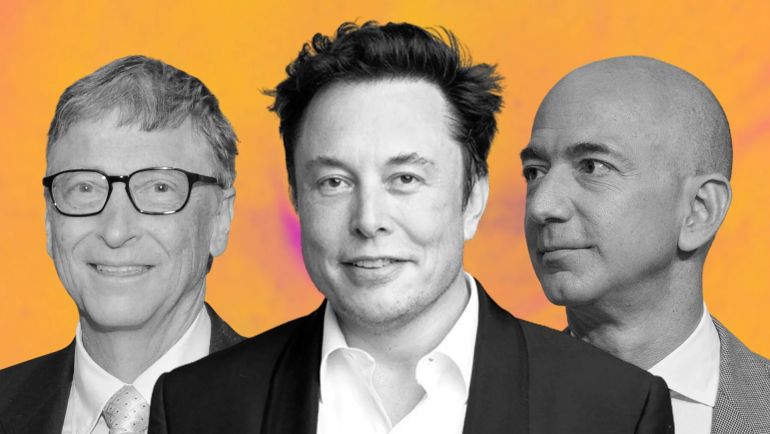 Từ trái sang: Elon Musk, Jeff Bezos và Bill Gates