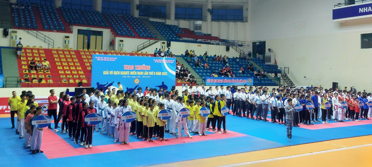 Toàn cảnh lễ khai mạc Giải vô địch Karate miền Nam năm 2023