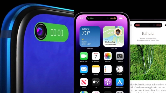 Smart Capsule trên Honor V20 (trái) và Dynamic Island trên iPhone 14 Pro