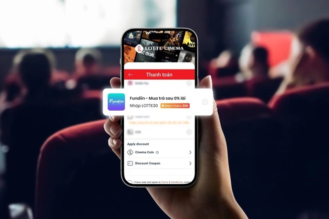 có thể chọn Fundiin làm hình thức thanh toán khi mua vé xem phim tại ứng dụng và website LotteLOTTE Cinema
