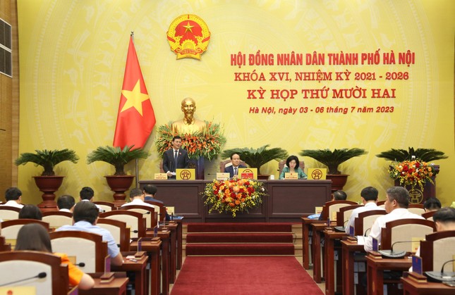 Quang cảnh phiên họp HĐND TP. Hà Nội sáng ngày 6/7