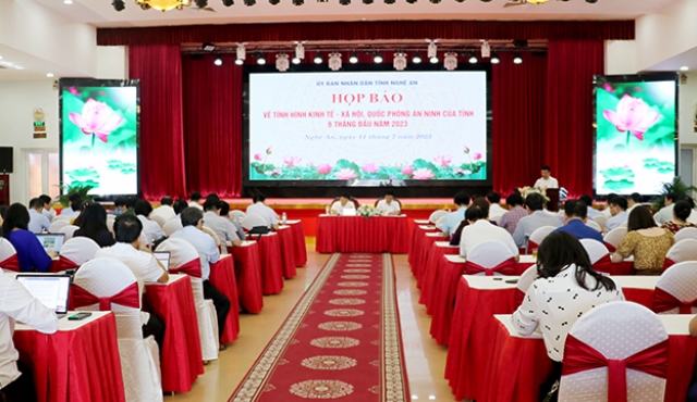 Chiều nay (11/7), UBND tỉnh Nghệ An tổ chức Họp báo về tình hình kinh tế - xã hội, quốc phòng – an ninh 6 tháng đầu năm 2023