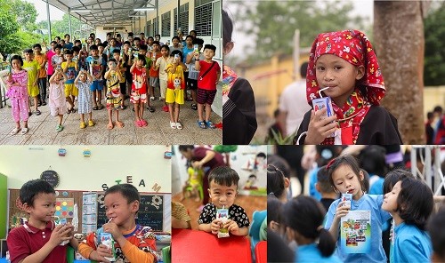 Nearly 4,000 milk cartons were given to disadvantaged children in the first batch.