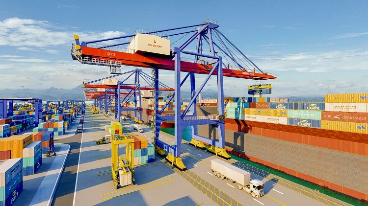 The 3D perspective of the 50,000-ton wharf (wharf 2) at Chu Lai Port