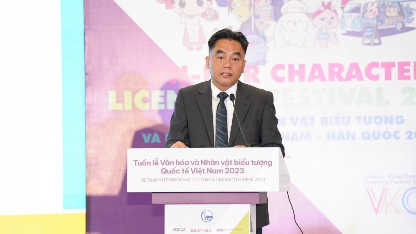 Mr. Nguyen Loc Ha - Vice Chairman of Binh Duong Provincial People's Committee, spoke at the Opening Ceremony of Vietnam International Iconic Figures & Culture Week 2023.