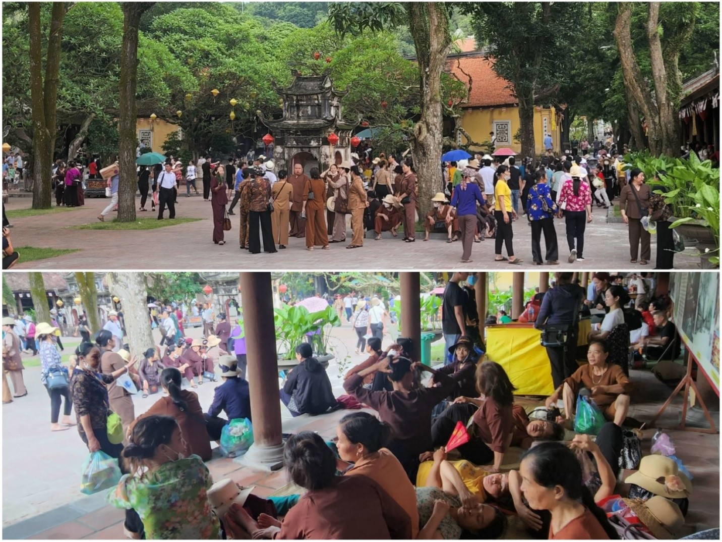 People and tourists from all over come to Kiep Bac temple to offer incense.