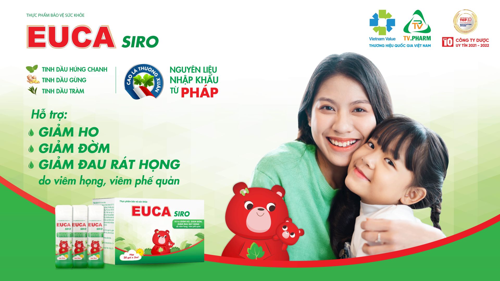 EUCA Siro kết hợp 4 dược liệu thiên nhiên bảo vệ đường hô hấp của trẻ