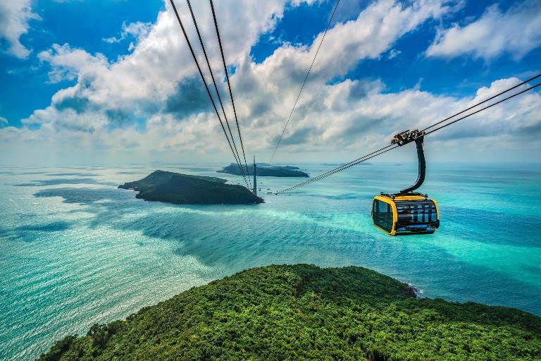 The cable car to Hon Thom Island is the longest 3-wire cable car in the world.