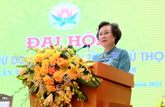 Bà Nguyễn Thị Bảo Hiền - Phó Chủ tịch Hiệp hội Nữ doanh nhân Việt Nam phát biểu tại Đại hội
