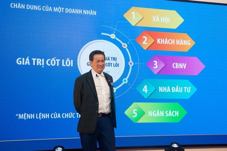 Mr. Dang Van Thanh - Chairman of TTC Group shares business management and operations experiences with the team of young entrepreneurs and young startups - Photo: D.H.