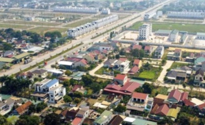 Một góc của thị xã Thái Hoà (Nghệ An) nhìn từ trên cao